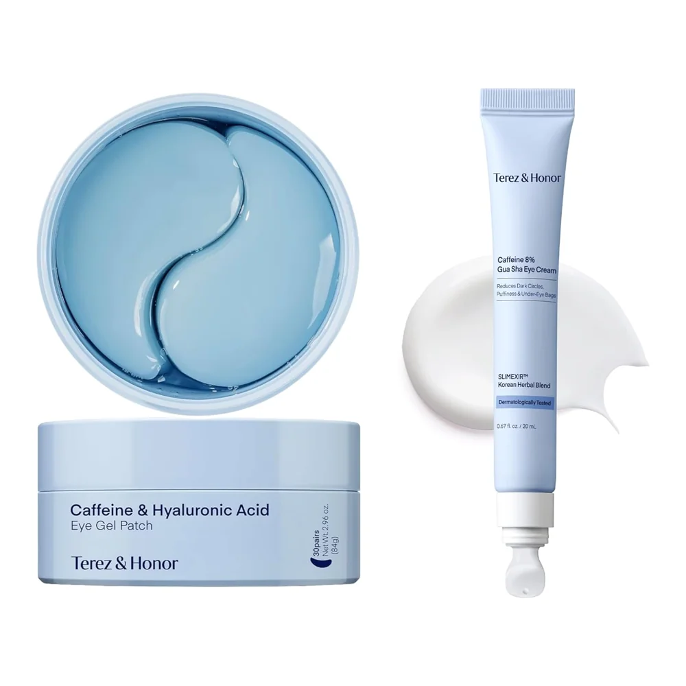 Caffeine Eye Patches & Gua Sha Eye Cream Kit