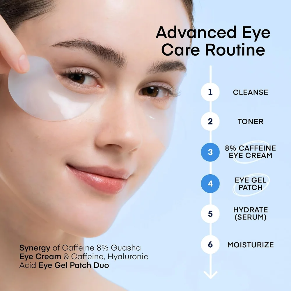 Caffeine Eye Patches & Gua Sha Eye Cream Kit, view 8